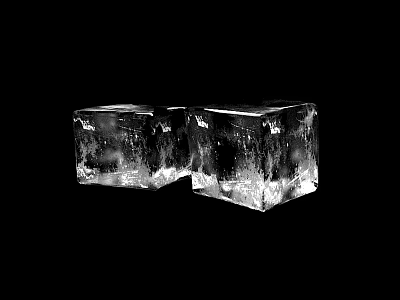 Transparent Ice Cubes on Black Background with Detailed Texture Close Up 3d model