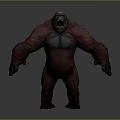 3D Gorilla Character Displaying Red Gray Fur Open Mouth And Muscular Posture
