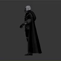 Sci-Fi Warrior Character With Metallic Helmet Armored Body And Long Cloak