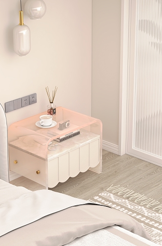 Cream wind acrylic bedside table 3d model