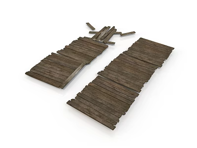 Wooden Planks With Scattered Pieces On White Background For Construction 3d model