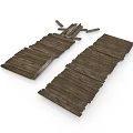 Wooden Planks With Scattered Pieces On White Background For Construction