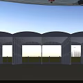 Multiple Curved Roof Canopies With Metal Frames For Outdoor Shade Space