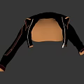 Stylish Black Coat With Orange Lining And Orange Trim Metal Buttons On Cuffs