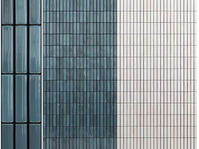 Teal Navy Blue And White Building Tiles With Grid And Striped Patterns 3d model