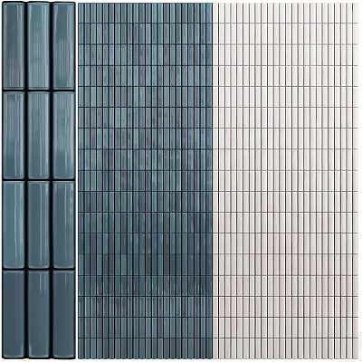 Teal Navy Blue And White Building Tiles With Grid And Striped Patterns 3d model