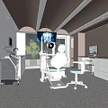 Modern Dental Clinic Interior With Dental Chair Medical Equipment And Ceiling Lights