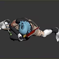 Bird Headed Humanoid Character Wielding Dual Swords In Dynamic Combat Stance