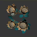 Vibrant Decorative Plant Featuring Orange Petals And Blue Leaves Design