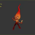 Cartoon Flame Game Movie Character With Yellow Body Red Flame Hair Holding Small Flame