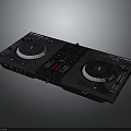 Professional DJ Controller With Dual Turntables And Black Audio Mixing Panel