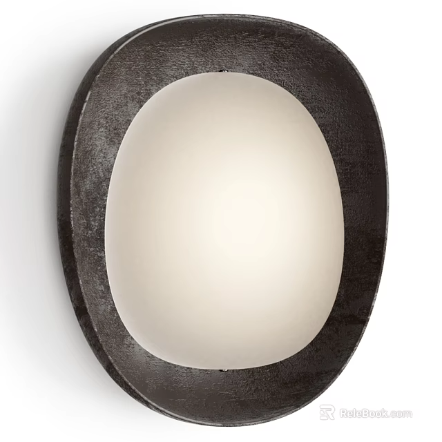 Modern Oval Wall Lamp With Black Frame And White Shade Design 3d model