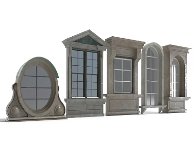 Various Decorative Stone Window Frames With Architectural Designs And Styles 3d model