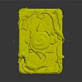 Wood Stone Decorative Square With Green Vines And Orange Spiral Texture