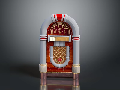 Vintage Jukebox With Red And White Retro Design And Decorative Details 3d model