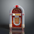 Vintage Jukebox With Red And White Retro Design And Decorative Details