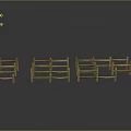 Rural Landscape Showcasing Neatly Arranged Multiple Wooden Fences On Reflective Gray Background