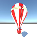 Colorful Red White Striped Hot Air Balloon Amusement Equipment With Green Decorative Band And Patterns