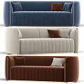 Modern Multi Seat Sofa In Blue Beige Brown With Tufted Design And Gold Frame