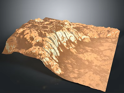 Detailed Brown Mountain Terrain Scenery With Rolling Slopes And Arid Landscape 3d model