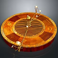 Exquisite Decorative Ornament Set With Circular Wooden Striped Base And Metal Decorations