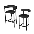 Modern Black Bar Stools With Leather Seat Metal Frame And Backrest Design 3d model