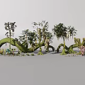 Diverse Plant Combination With Trees Vines And Moss Covered Trunks In 3d model