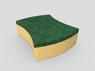 Green And Yellow Curved Cleaning Sponge With Scrub Side And Soft Body 3d model