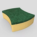 Green And Yellow Curved Cleaning Sponge With Scrub Side And Soft Body 3d model