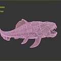 Fantasy Armored Fish Creature 3D Render With Open Mouth And Textured Orange Gray Body