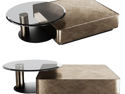 Modern Coffee Table With Glass Top And Brushed Metal Frame Design 3d model