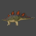 Detailed Stegosaurus Dinosaur Model With Green Body And Orange Back Plates