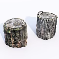 Natural Wood Stumps Featuring Stone Like Texture and Rustic Decorative Style 3d model
