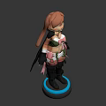 Cute Game Anime Character With Pink Long Hair Green Eyes And Green Pink Outfit