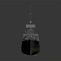 3D Rendered Naval Warship Model Featuring Detailed Deck Turrets Masts Blue Hull And Brown Bottom