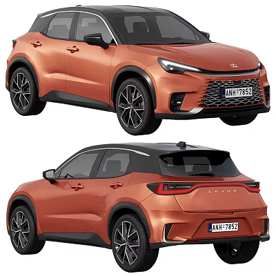 Orange Lexus SUV Front And Rear View 3d model