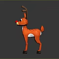 3D Cartoon Red Nosed Reindeer Doll With Brown Antlers And Red Body