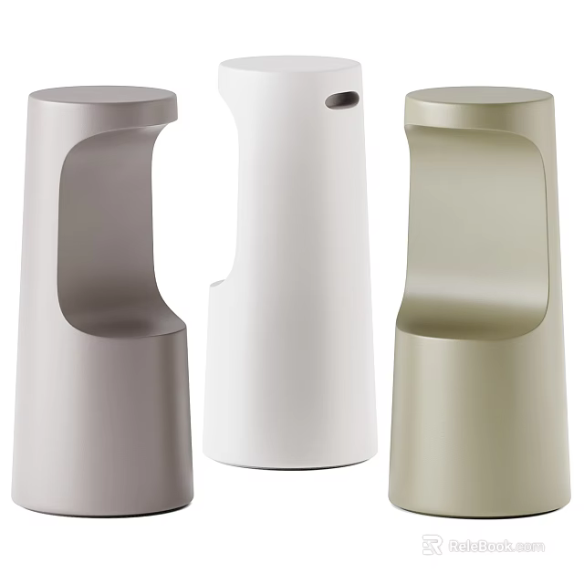 Modern Design Stools With Three Different Colors And Sleek Curved Shapes 3d model
