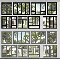 Casement Windows In Modern Multi Storey Building Exterior With Black White Frames And Green Trees