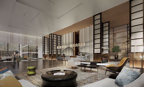 Modern Hall Hotel Lobby 3d model