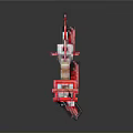 Pixelated Red and White Creature Character 3D Model Design in Digital Art Style