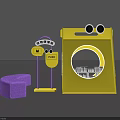 Fun Photo Check-in Spot Featuring Yellow Bag Shape Big Eyes Circular Hole Purple PUDI Signboard