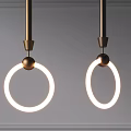Two Modern Minimalist Pendant Lights With Ring Shaped LED Glow And Metal Rods