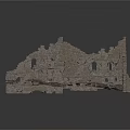 Ancient Ruined Stone Structure With Broken Walls And Circular Foundation 3d model