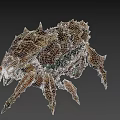 Mythical Monster 3D Model With Spiky Exoskeleton And Green Glowing Details
