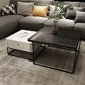 Stylish Nested Coffee Tables With Glass And Marble Tops Metal Frame In Living Room