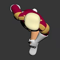 3D Character Model In Red Outfit With Gold Shoulder Accents White Gloves And White Boots