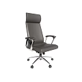 Ergonomic High Back Office Chair Leather Upholstery With Metal Armrests Silver Swivel Base And Wheels