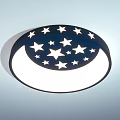 Modern Round Ceiling Light With White Star Pattern Black Frame Illuminated Design 3d model
