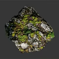 Rocky Terrain With Colorful Green Yellow Red Moss And Mineral Surface Textures